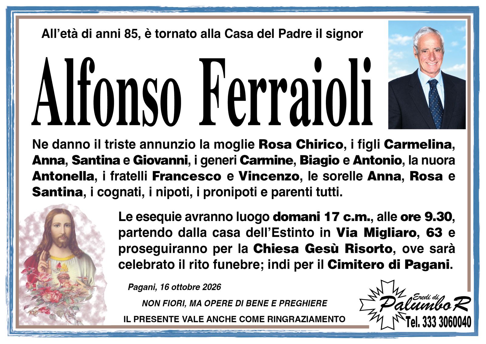 Manifesto funebre di Alfonso Ferraioli
